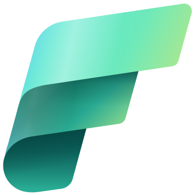 Grün-blaues geschwungenes Symbol des Microsoft Fabric Logos