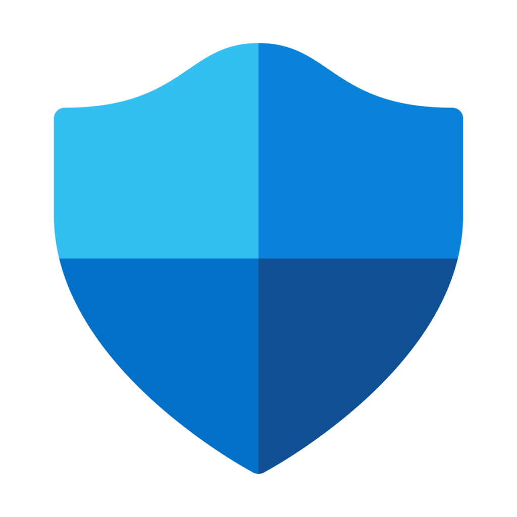 Ein blaues Schutzschild-Logo symbolisiert die IT-Sicherheit mit Microsoft Defender.