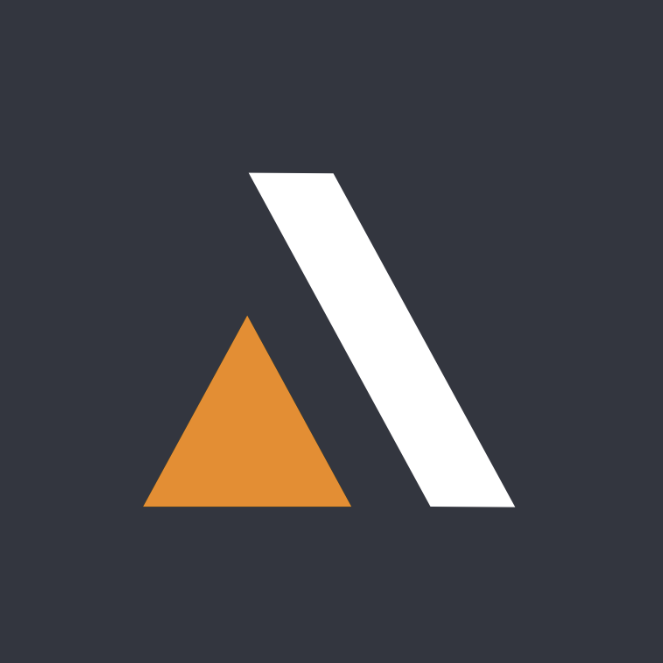 Das Metall-Aigeldinger-Logo zeigt ein modernes Design mit einem orangen Dreieck und einem weißen Streifen auf dunklem Hintergrund.